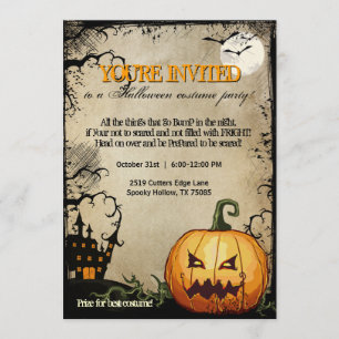 Halloween Pumpkin Haunted House Party Invitations