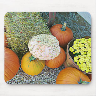 Halloween Pumpkin Hay Autumn Display Mouse Pad