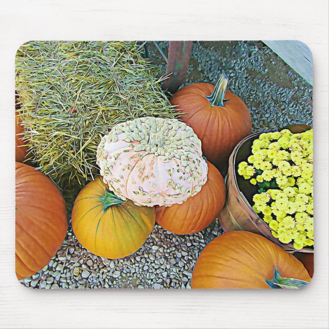 Halloween Pumpkin Hay Autumn Display Mouse Pad (Front)