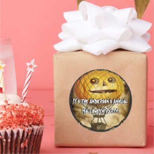 HALLOWEEN Pumpkin Head Hot Air Balloon Classic Round Sticker