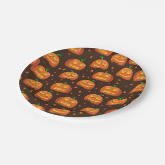 Halloween Pumpkin head pattern. Paper Plate