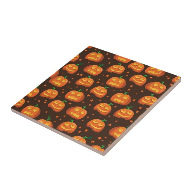 Halloween Pumpkin head pattern. Tile (Side)