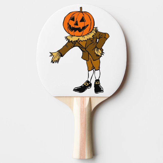 HALLOWEEN PUMPKIN HEAD SCARECROW PILGRIM PING PONG PADDLE (Front)