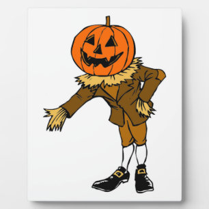 HALLOWEEN PUMPKIN HEAD SCARECROW PILGRIM PLAQUE