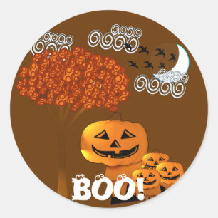 HALLOWEEN PUMPKIN HEADS CLASSIC ROUND STICKER