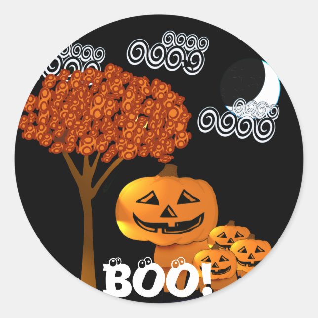 HALLOWEEN PUMPKIN HEADS CLASSIC ROUND STICKER (Front)