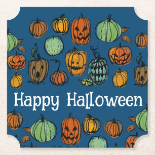 Halloween pumpkin heads  paper coaster