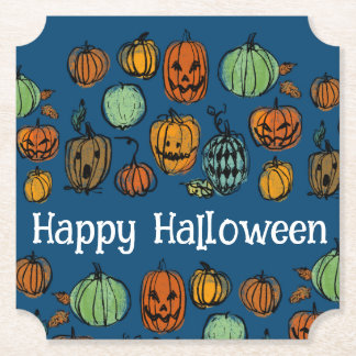 Halloween pumpkin heads  paper coaster