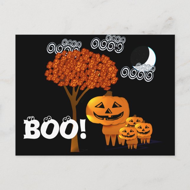 HALLOWEEN PUMPKIN HEADS POSTCARD (Front)