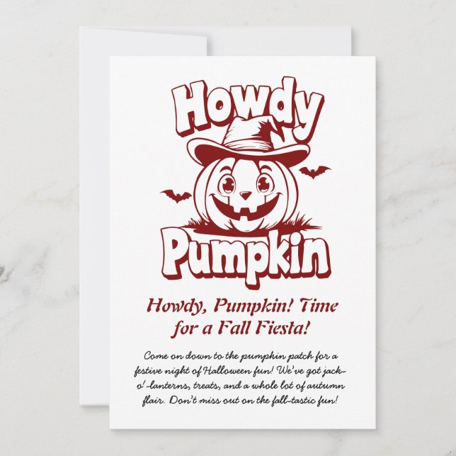 Halloween Pumpkin: Howdy Pumpkin Funny Invitation (Front)