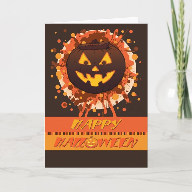 Halloween Pumpkin Humour, Grunge, Menacing look Card (Front)