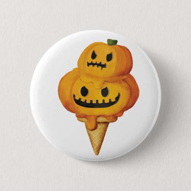 Halloween Pumpkin Ice Cream Cone 6 Cm Round Badge (Front)
