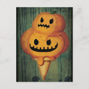 Halloween Pumpkin Ice Cream Cone Postcard