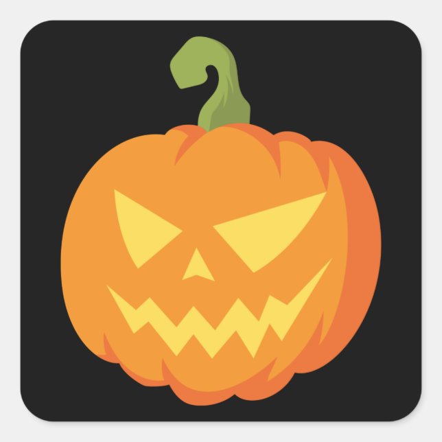 Halloween Pumpkin Illustration Funny Scary Gift Square Sticker (Front)