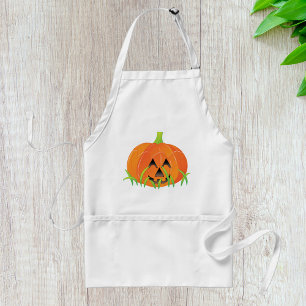 Halloween Pumpkin In Grass Standard Apron