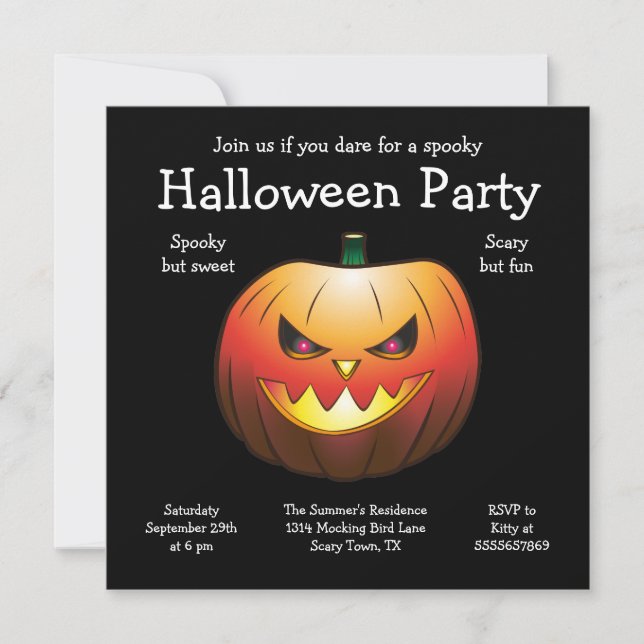Halloween Pumpkin Invitation Flat Card (Front)