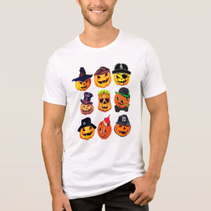 Halloween Pumpkin Jack Lantern Crew Neck T-shirt Tri-Blend Shirt