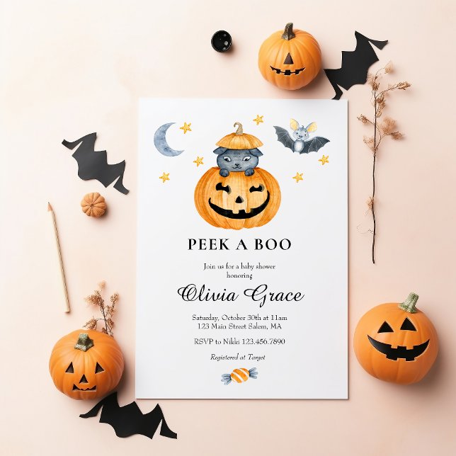 Halloween Pumpkin Jack-o-lantern Baby Shower Invit Invitation (Creator Uploaded)