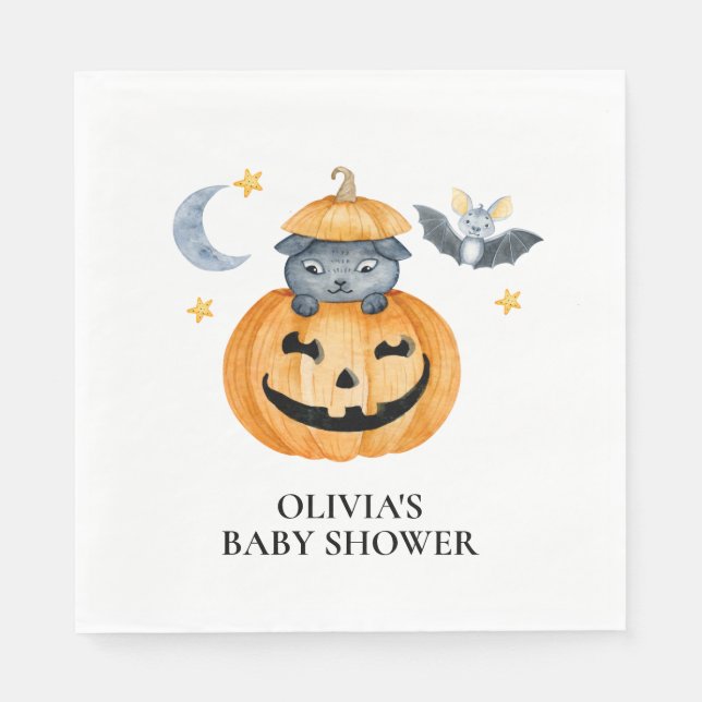Halloween Pumpkin Jack-O-Lantern Baby Shower Napki Napkin (Front)