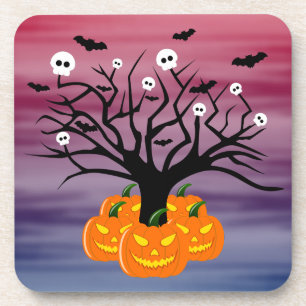 Halloween Pumpkin Jack o’ Lantern Dead Tree Coaster
