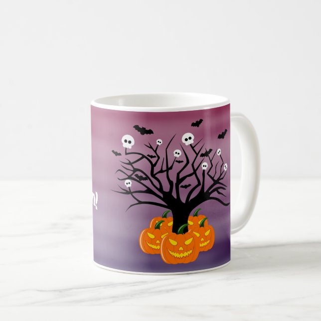 Halloween Pumpkin Jack o’ Lantern Dead Tree Coffee Mug (Front Right)