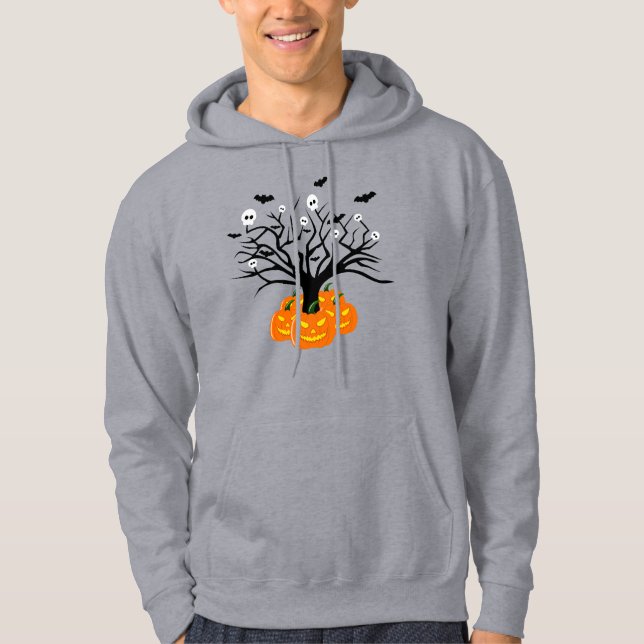 Halloween Pumpkin Jack o’ Lantern Dead Tree Hoodie (Front)