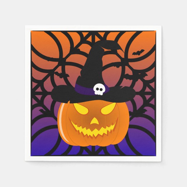 Halloween Pumpkin Jack o’ Lantern Dead Tree Napkin (Front)