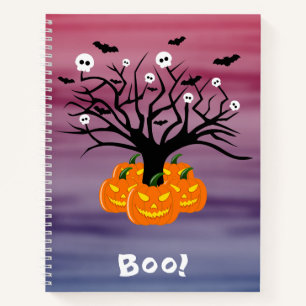 Halloween Pumpkin Jack o’ Lantern Dead Tree Notebook