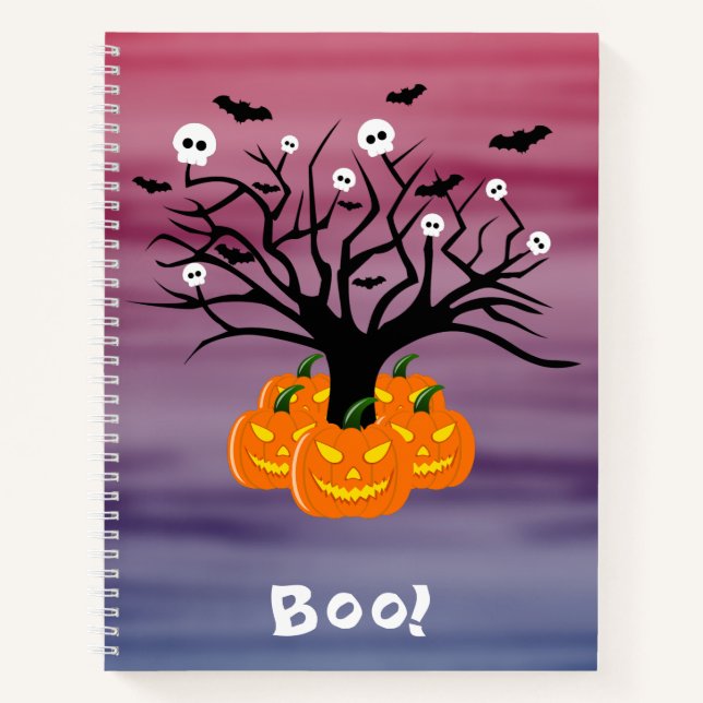 Halloween Pumpkin Jack o’ Lantern Dead Tree Notebook (Front)