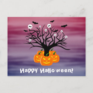Halloween Pumpkin Jack o’ Lantern Dead Tree Postcard