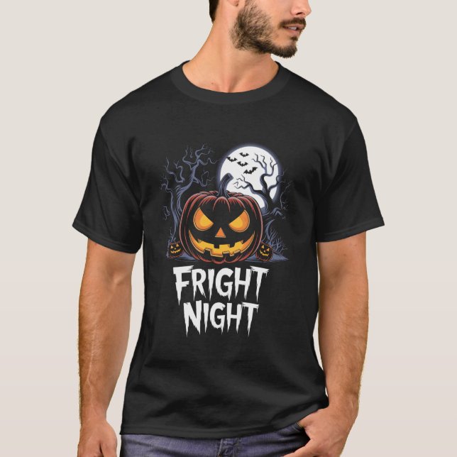 Halloween Pumpkin Jack O Lantern Face Fright Night T-Shirt (Front)