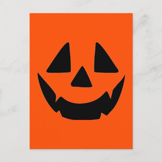 Halloween Pumpkin Jack O Lantern Face Holiday Postcard (Front)