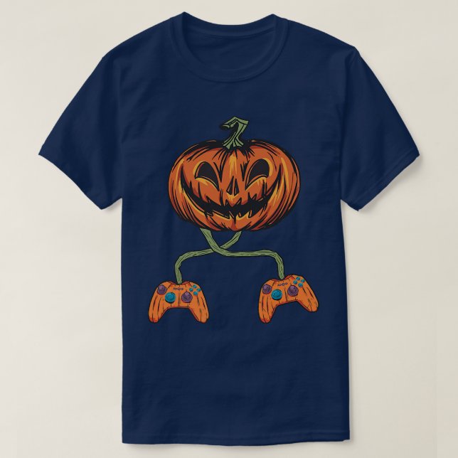 Halloween Pumpkin Jack O Lantern Gamer Halloween G T-Shirt (Design Front)