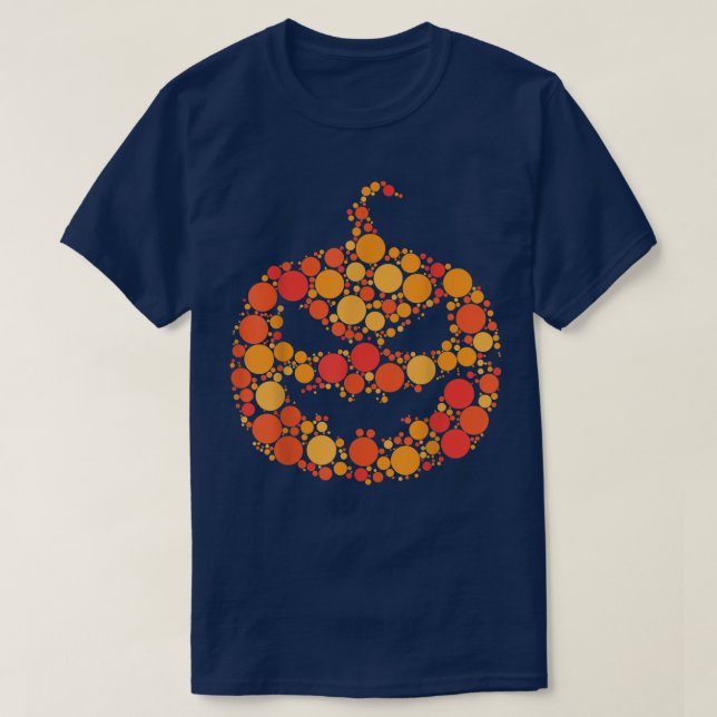Halloween Pumpkin Jack O Lantern Polka Dot  T-Shirt (Design Front)