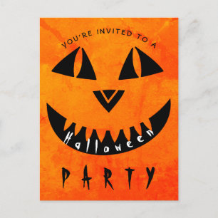 Halloween Pumpkin Jack O' Lantern Spooky Party Invitation Postcard