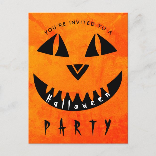 Halloween Pumpkin Jack O' Lantern Spooky Party Invitation Postcard (Front)