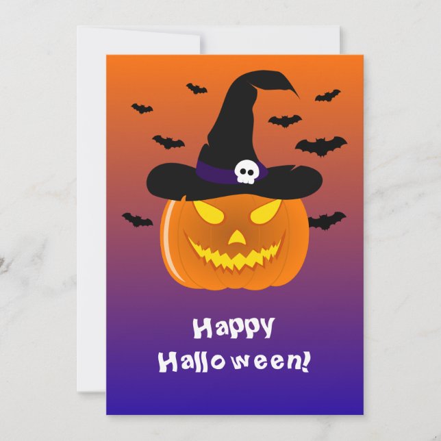 Halloween Pumpkin Jack o’ Lantern Witch Hat (Front)