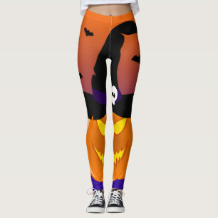 Halloween Pumpkin Jack o’ Lantern Witch Hat Leggings