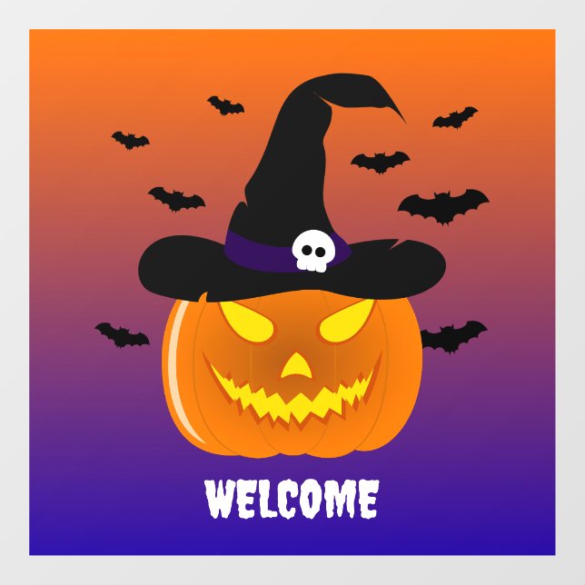 Halloween Pumpkin Jack o’ Lantern Witch Hat Window Cling (Sheet)