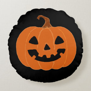 Halloween Pumpkin Jackolantern Stickers Round Cushion