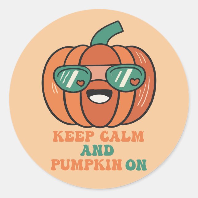 Halloween Pumpkin Keep Calm Classic Round Sticker (Front)