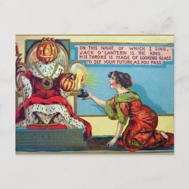 Halloween pumpkin king Vintage Holiday postcard (Front)