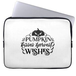 Halloween Pumpkin Kisses Harvest Wishes Birthday Laptop Sleeve