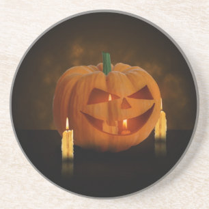 Halloween Pumpkin Lantern with Candles Coaster