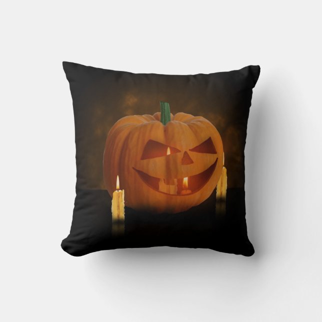 Halloween Pumpkin Lantern with Candles Cushion (Front)