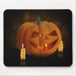 Halloween Pumpkin Lantern with Candles Mouse Mat