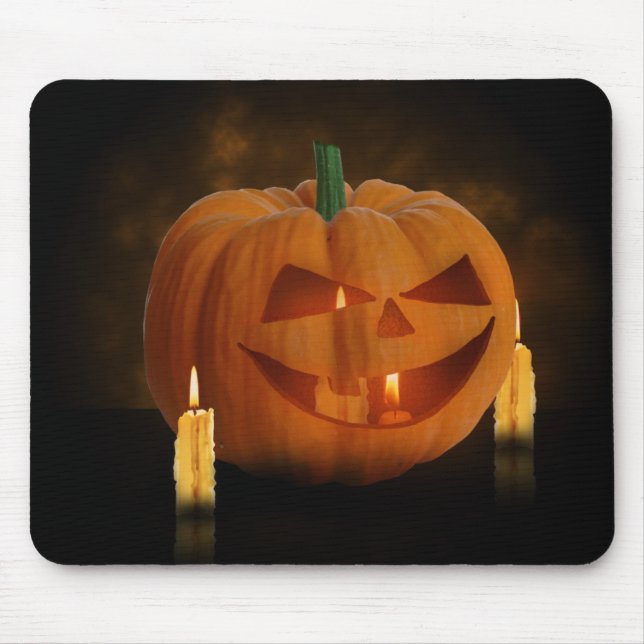Halloween Pumpkin Lantern with Candles Mouse Mat (Front)