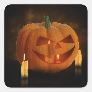 Halloween Pumpkin Lantern with Candles Square Sticker