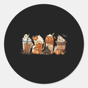 Halloween Pumpkin Latte Drink Cup Classic Round Sticker