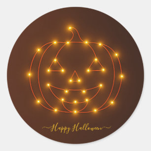 Halloween Pumpkin Lighting Wire Art Classic Round Sticker